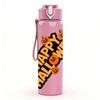 1PC Happy Halloween Text Art Pattern 750ml Color Plastic Sports Water Bottle Leakproof Flip Straw Lid Suitable for Sports Office Home Use