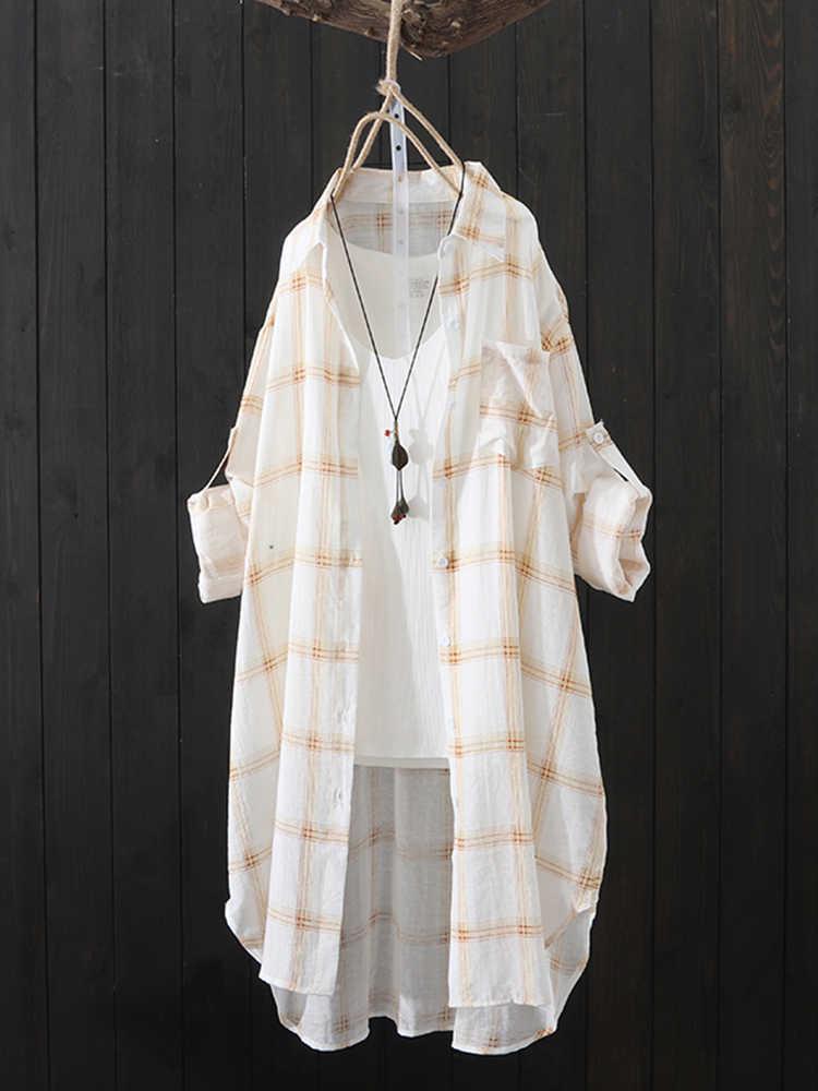 2024 Korean Style Women's Mid-Length Plaid Sunscreen Shirt - Lightweight Summer Jacket
