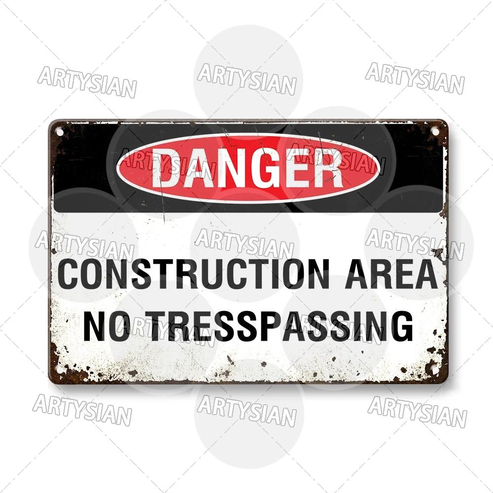 Workplace Warning Metal Sign PPE Plaque Restricted Area Safety Notice Workers Overhead Workplace Rules Construction Site Poster
