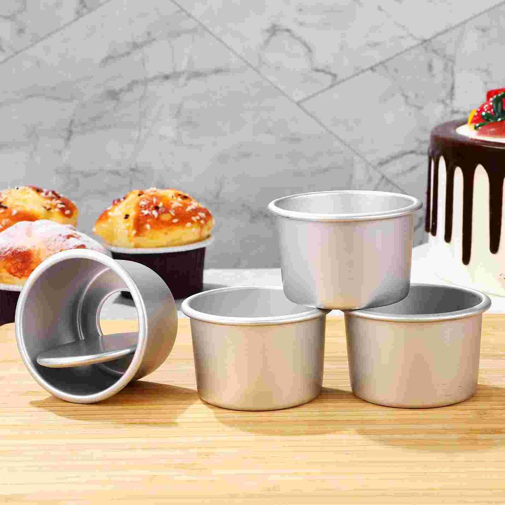 4 Pcs Air Fryer Oven Cake Mold Tins with Removable Bottom Bread Pan Round Baking Pans