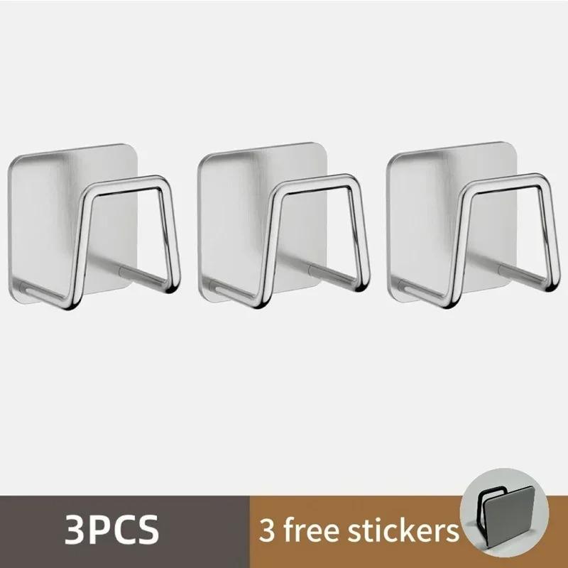 Multifunctional Kitchen Stainless Steel Sink Sponges Holder Self Adhesive Drain Drying Rack Kitchen Wall Hooks Accessories