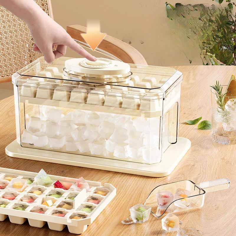 Drucktyp Eiswürfelform Eiswürfelbehälter mit Aufbewahrungsbox Silikonformen Bier Schnellgefrieren Haushaltsgeräte Küchenzubehör