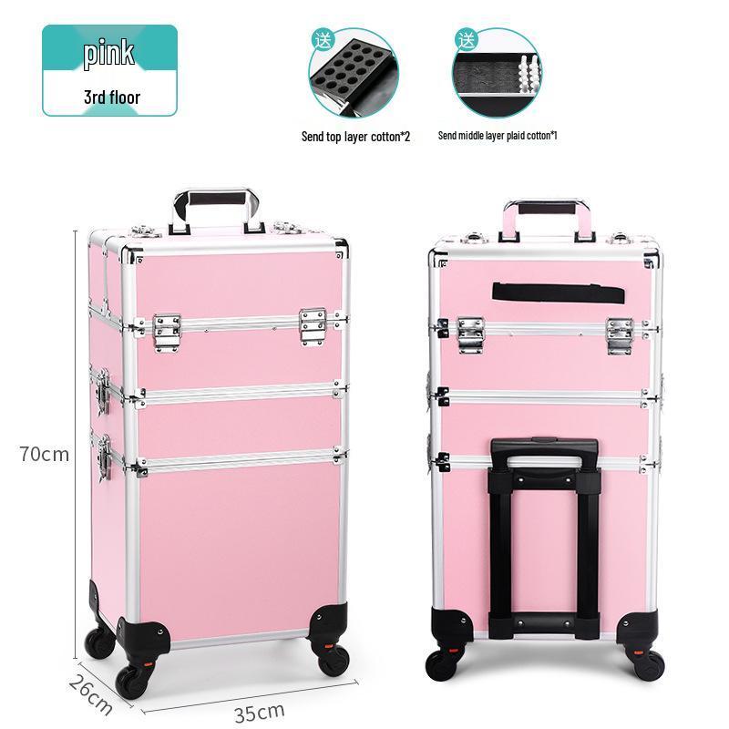 Multi-Layer Detachable Drawbar Makeup and Nail Art Organizer Case