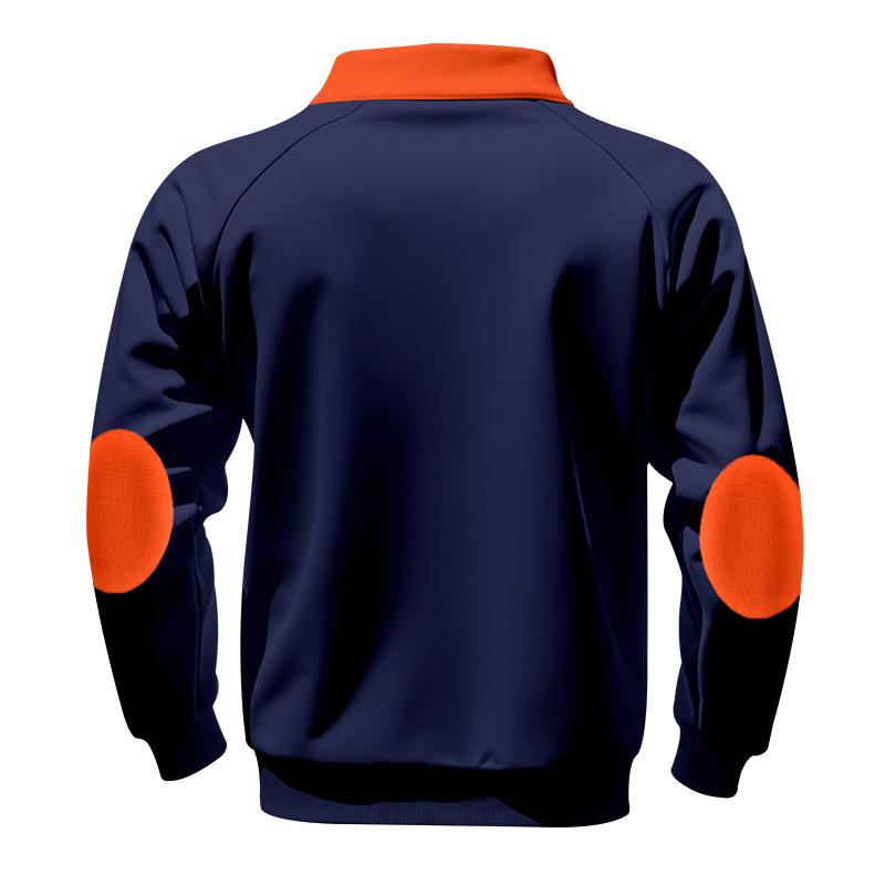 Men's Heavyweight Fleece-Lined Thermal Zip-Up Stand Collar Personalised Patchwork Stylish Casual Long-Sleeved Sweatshirt