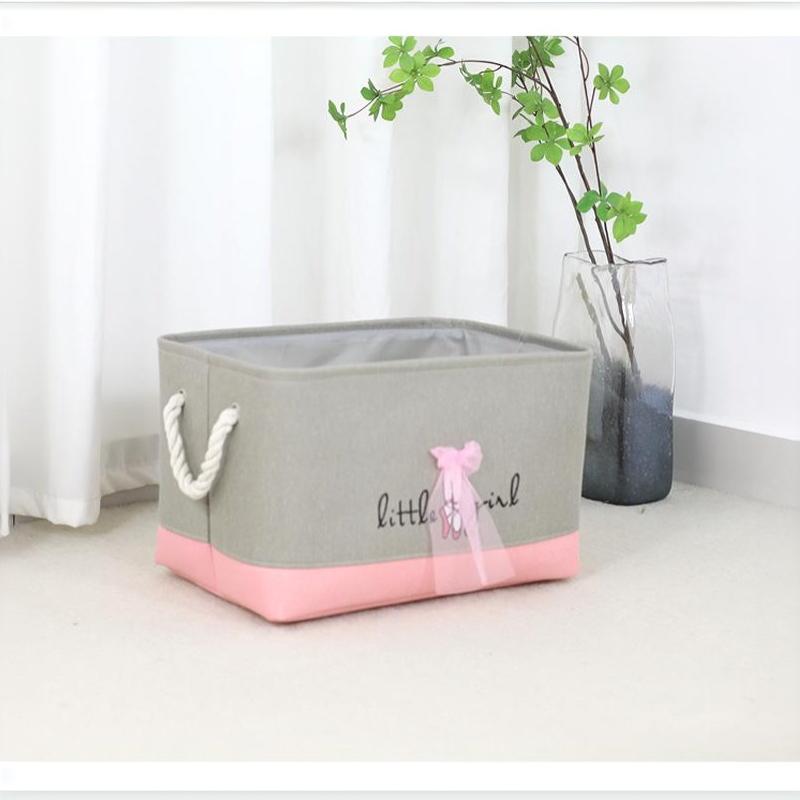 Girls Cute Fabric Storage Bucket 1Pcs Waterproof Storage Basket for Kids Clothes Toys Sundries Nursery Room Organizer