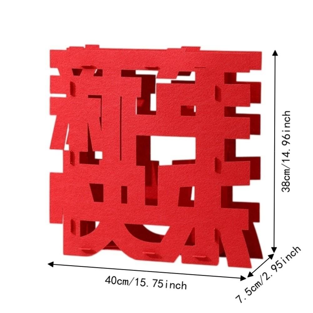 3D Goat Year Desktop Ornament Red Blessing 2027 New Year Lucky Decoration flocked cloth Traditional Fu Character Ornament