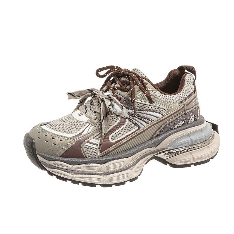 European Station silver thick-soled heightening dad shoes for women 2025 autumn and winter new mesh breathable sports and leisure shoes for women