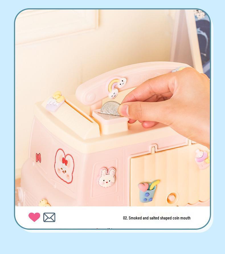 2025 Cute Piggy Bank for Girls - Secure Password Coin Savings Box in Fun Car Design