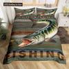 Pike Fish Bedding Striped Bass Big Pattern Hunting And Fishing Themed Duvet Cover For Kids Boys BedRoom Decorations For Teens