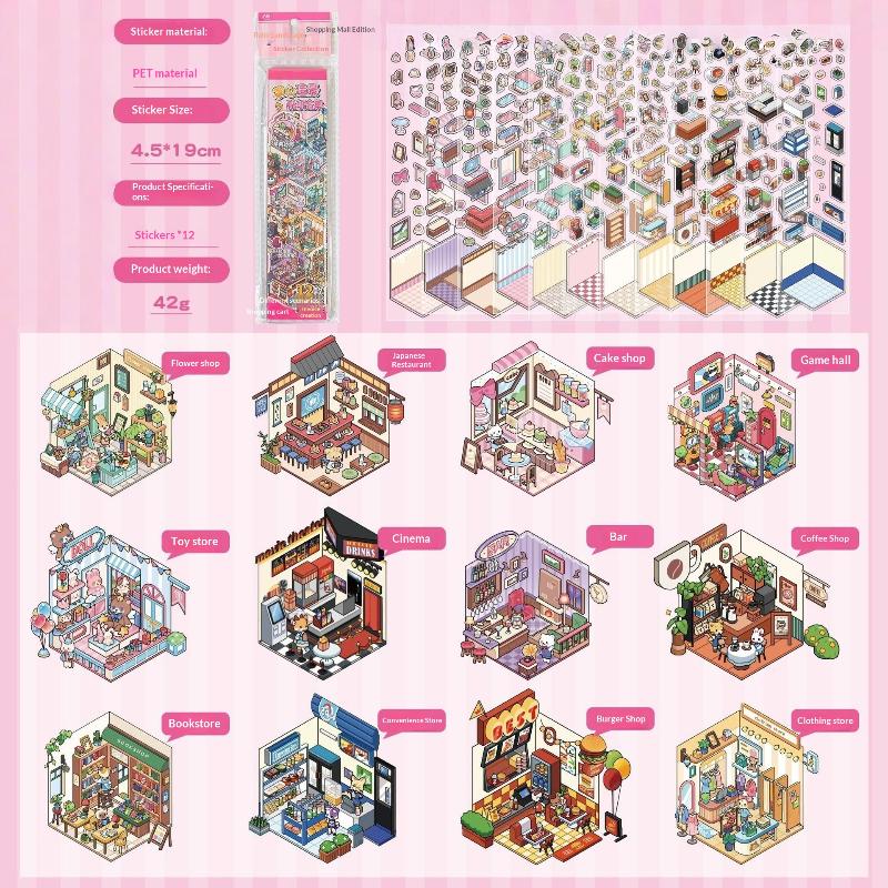 

24Pcs/Sets Cartoon Scene Diy Toy Game 3D Landscape Stickers Collection Book Album Festival Birthday Gift For Kid Girl Child one size