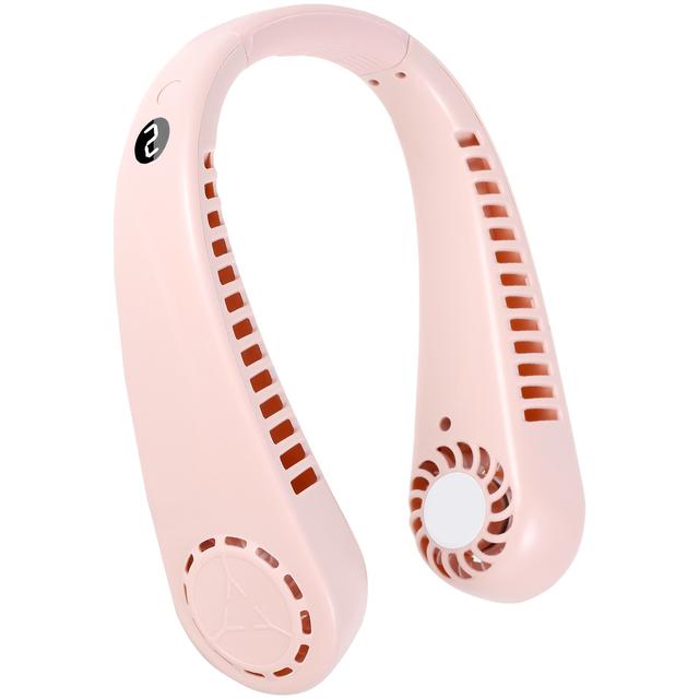 Portable Neck Fans Mini LED Digital Display Bladeless Fan 1200mAh USB Rechargeable Hands Free Cooling Fan with 5 Wind Speed