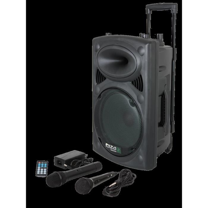 IBIZA PORT8 UHF-BT - Enceinte Portable Autonome 8''/20cm Avec USB-MP3, Bluetooth, 1 Micro UHF & 1 Micro Filaire