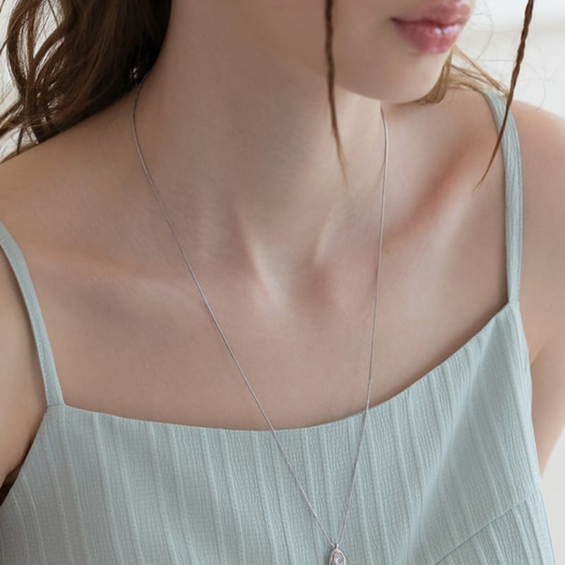 TATIANA (925 Silver) Lit Pebble Long Necklace NZ2463