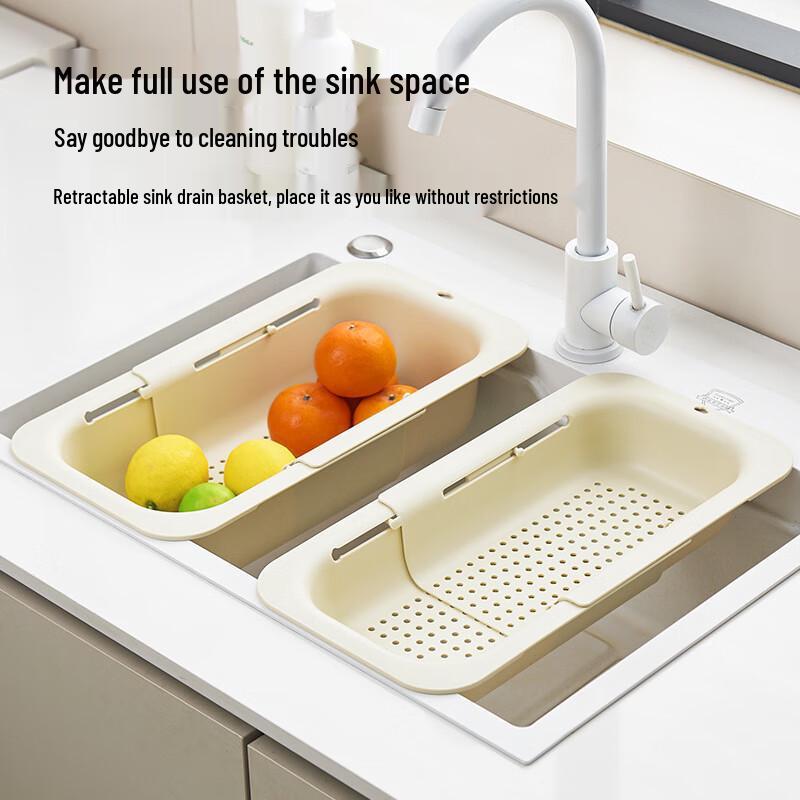 Retractable Double-Layer Kitchen Sink Draining Basket