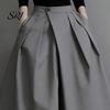 Comfortable Loose Fit Pants Women Pure Color Wide Leg Casual Trousers with Elastic Waist High Pleated Design Summer Leisure