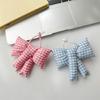 Portable Grid Bowknot Phone Charm for Bagpack Bag Pendant Keychain Keyring Gift