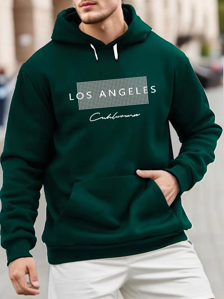 Herbst und Winter Herren Langarm Kapuzenpullover Los Angeles Muster Gedruckter Pullover Sweatshirt Lässiges und Modisches Oberteil