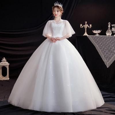 2025 Dreamy Lace V-Neck Wedding Dress for Women - Elegant French Style, Arm-Covering, Perfect for Spring and Summer Outings