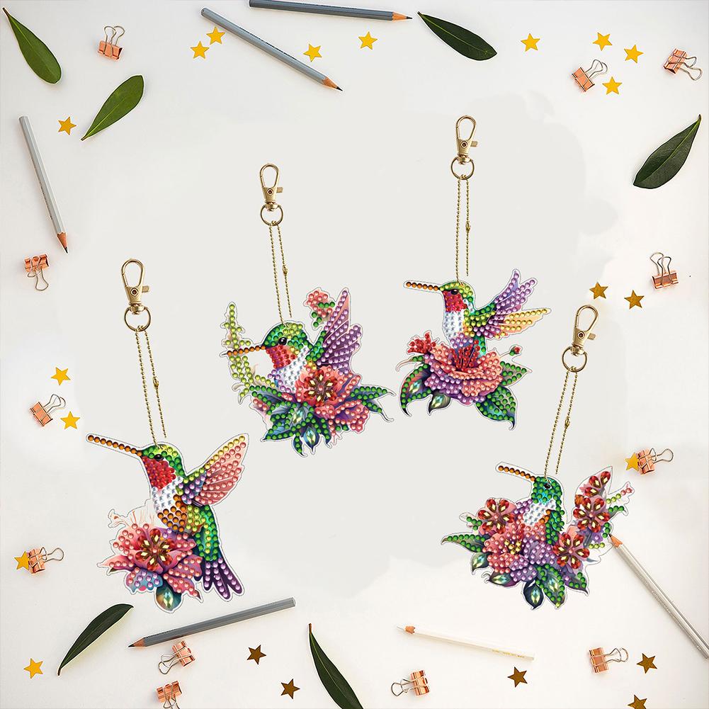 6Pcs Diamond Art Set Irregular Diamond Art Key Rings Double Sided Diamond Key Rings Hanging Ornaments Home Party Decorations