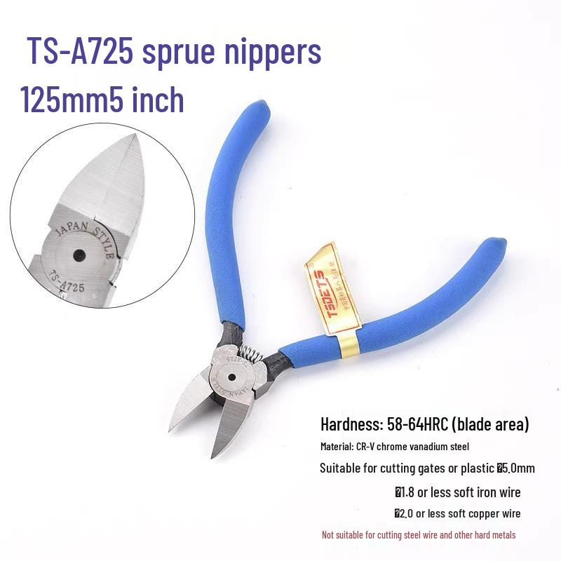 TSDETS Sprue Pliers Set: Includes 6" Side Cutting, 5" Diagonal Cutting, and 7" Wire Cutting Pliers for Plastic and Electrical Work.