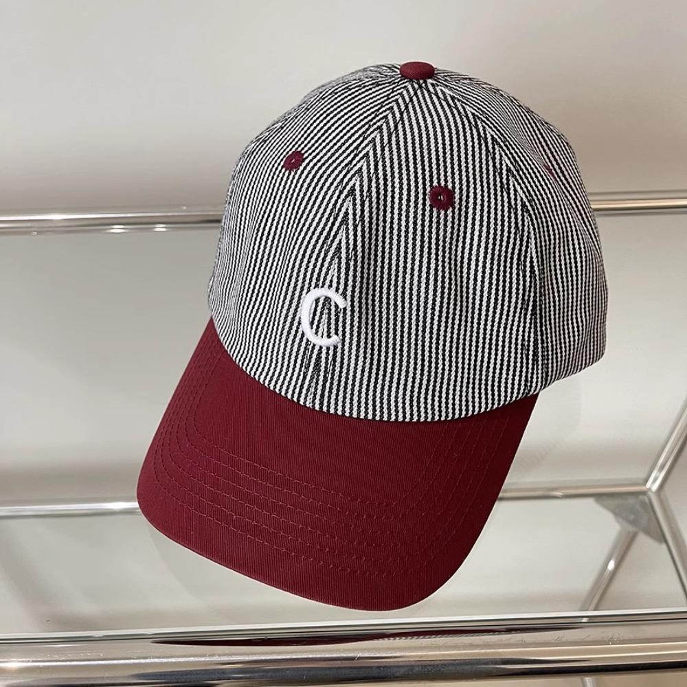 Embroidered Letter Baseball Hat Stripe Sun Hat Embroidery Baseball Cap  Spring Summer