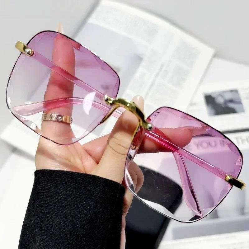 Square Sunglasses Woman Fashion Rimless Gradient Sun Glasses Brand Designer Sunglasses for Women