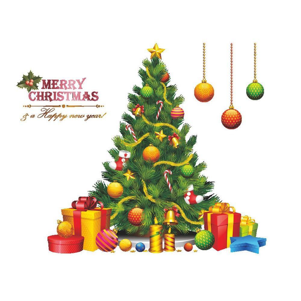 1/2Pcs/set PVC Xmas Tree Wall Stickers Removable Window Glass Decal Santa Claus Stickers  Home Decor