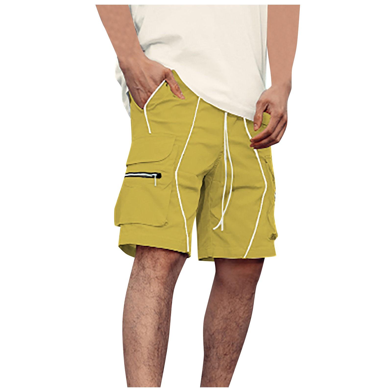 

Модные мужские цветные повседневные прямые укороченные брюки с ветрозащитной отделкой XXL жёлтый