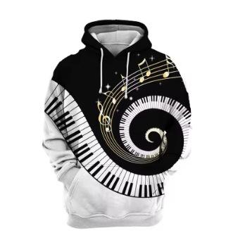 Fashion Women's T-Shirt Piano Guitar Graphics 3D Printed Hoodie Fall Men's Hoodie Casual Oversized Pullover