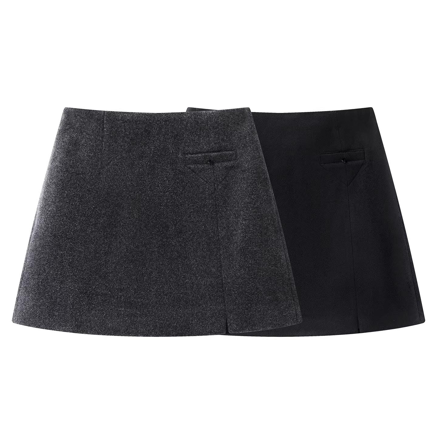 

2026 Spring Fashion High Waist Gray Wool A-line Skirt for Women Extra Large темно-серого