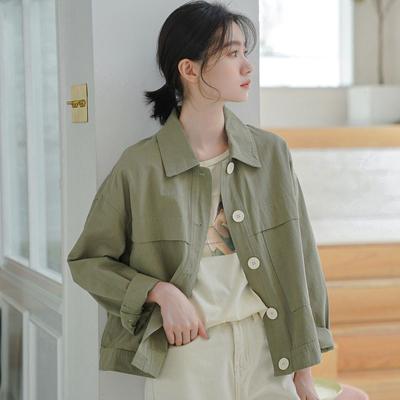 Women's Thin Casual Jacket Loose Spring Style Korean Style Literary Versatile Cargo Jacket Long Sleeve Top