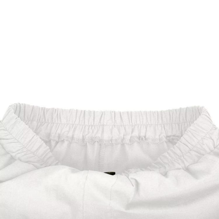 Pantaloni Corti da Donna in Cotone e Lino Moda Vita Elastica Ampia Colore Unico Tasca Bottone Pantaloncini Capris da Donna