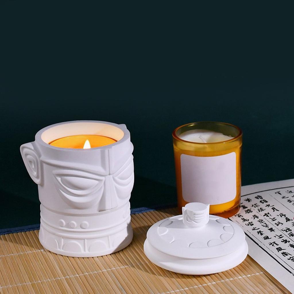 Silicone Mould for Candle Making and Resin Art Sanxingdui Mask Storage Cup Crafting Nordic Designs Home Decoration