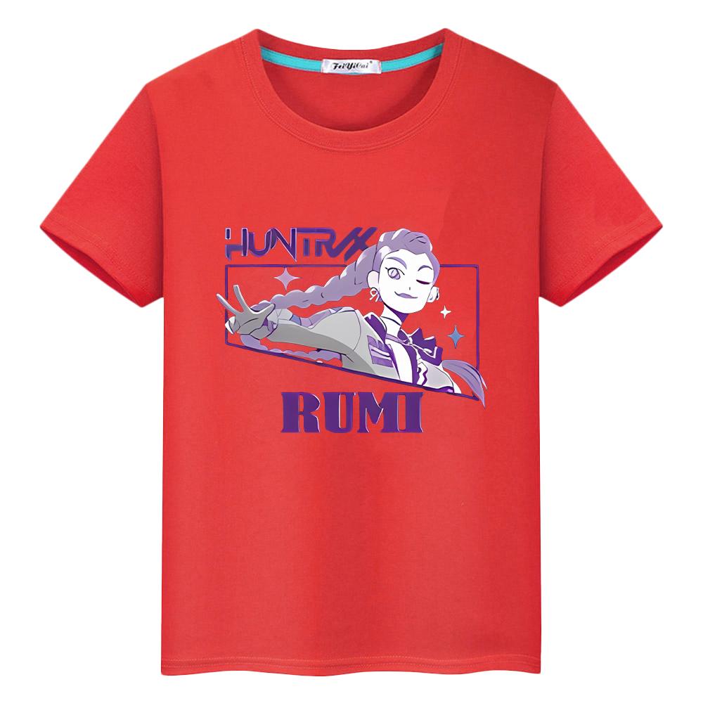 

kpop охотники на демонов детская футболка с принтом для детей мальчика 10 лет аниме топы 100% хлопок кавайная короткая милая футболка y2k one piece одежда для девочки 100 красный
