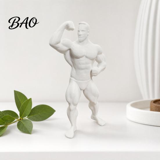 3D Printing Ornaments Printed Bodybuilder Muscle Man Figurine, Mini Fitness Athlete Desk Ornament, Detailed PLA Model Sculpture for Gym Office Gaming