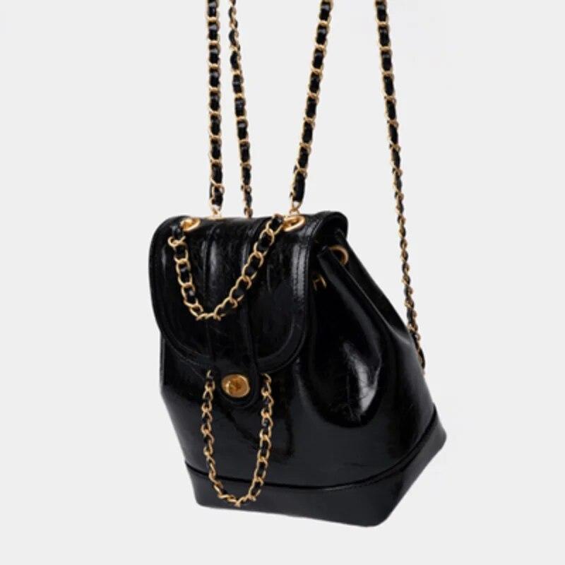 New Fashion Casual Women's Chain Backpack Solid Color Travel Backpack
