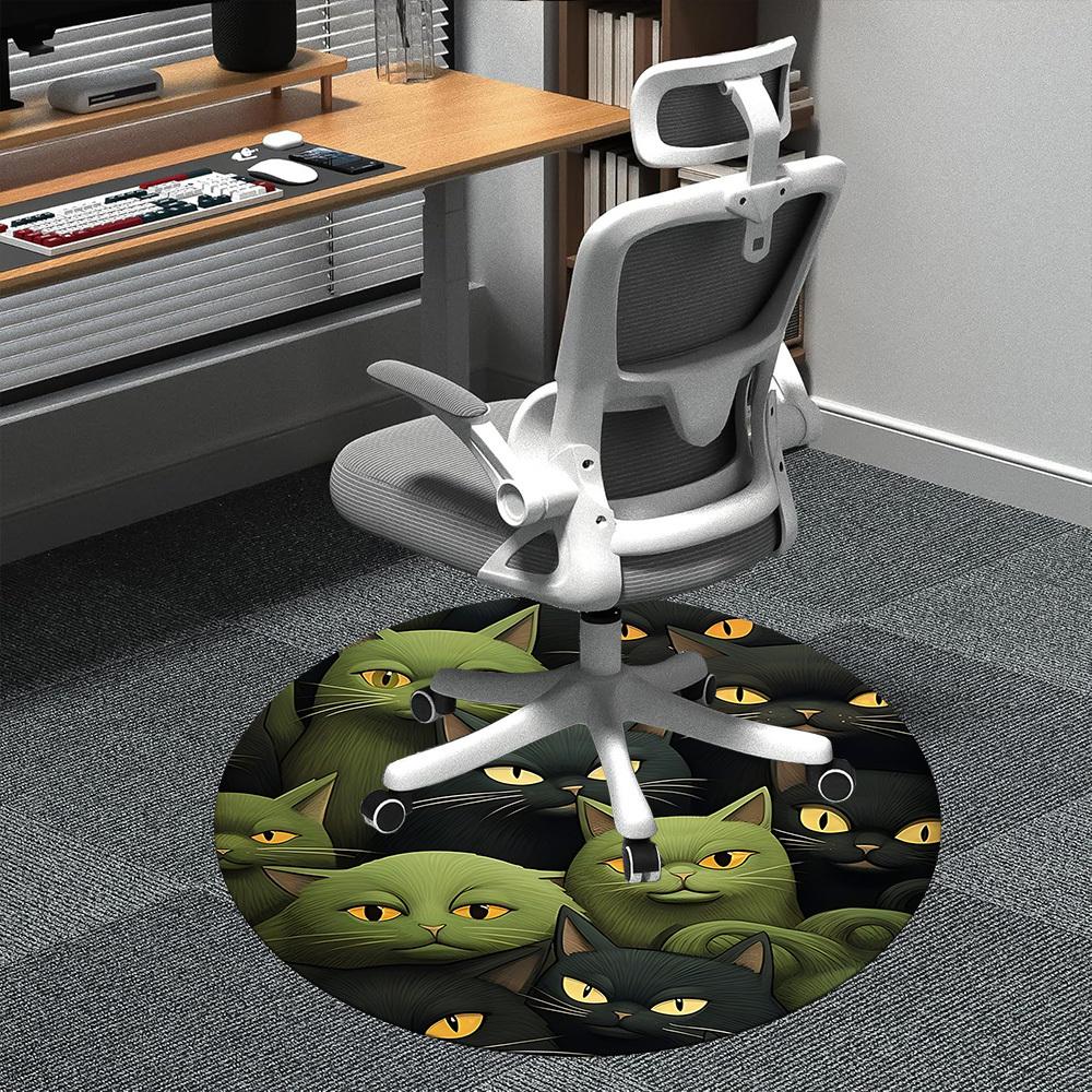 1pc Cat Pattern Office Round Area Rug, Indoor Mat Suitable ForOffice, Under Office Chairs Bedroom Living Room Home Decor, Room Deco,  n74