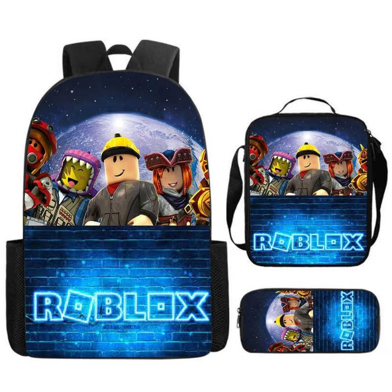 ROBLOX Themed Kids Backpack School Lightweight Durable Oxford Fabric Bag With Padded Straps Cartoon Print Grades 1-9