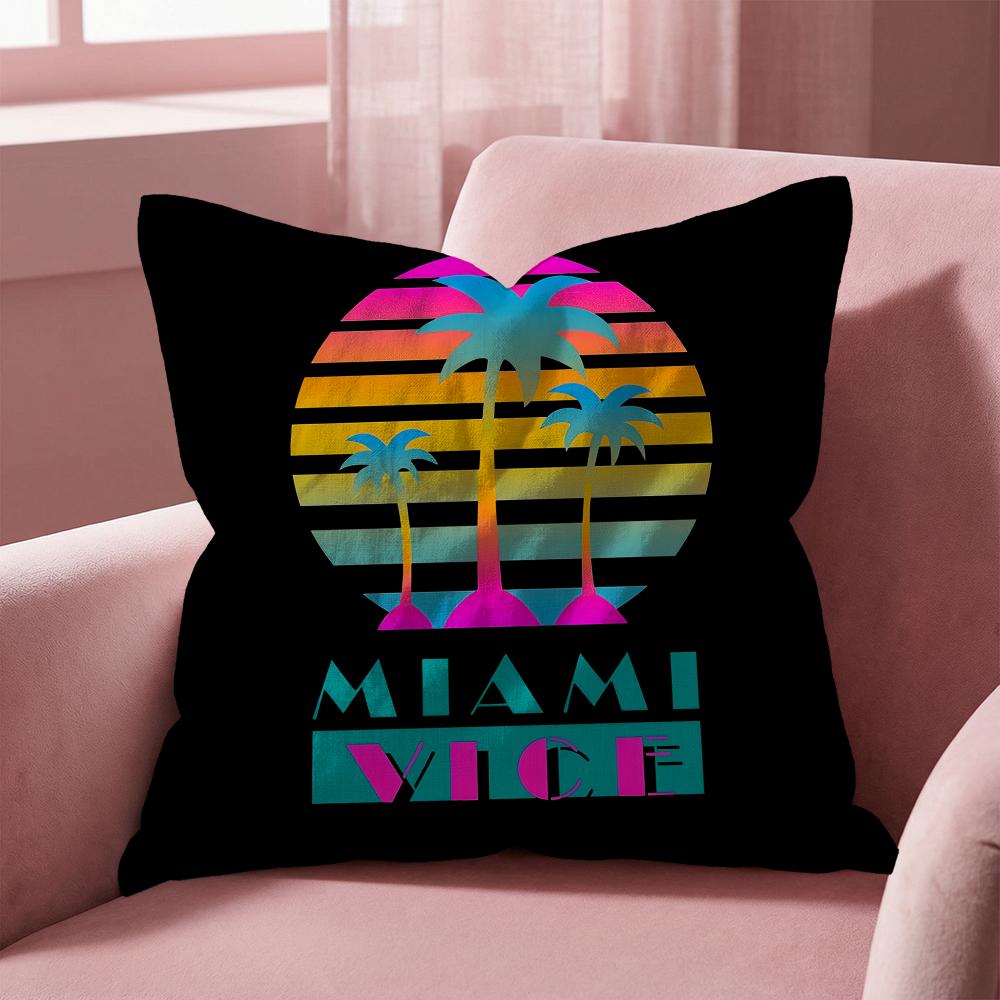 M-Miami Vice Movie Cushion Cover Multi-Scene Pillow Cover for Home & Car - Reversible, Soft & Durable for Daily Use