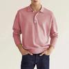 Spring and Autumn Long Sleeve V-Neck Buttons Men's Casual Top Polo Shirt