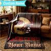 1PC Custom Name Blanket Faithful 49ers Football Flannel Blankets Patterns Throw Blanket All-Season Soft Gift for Couch, Bed, Camping, Birthday Gifts