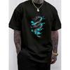 European Sizes Men's Dragon Graphic Print Crew Neck T-Shirt - Soft, Regular Fit, Comfortable and Versatile, Perfect for Everyday Casual Wear