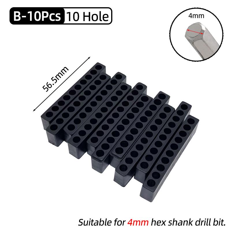 10Pcs Set 6/8/10/12/15 Holes 6.35mm/4mm Hex Shank Screwdriver Bit Holder Plastic Drill Bit Head Storage Hand Tools Accessories