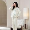 Women's Pure Cotton Striped Long-Sleeve Pajamas Set for Spring/Autumn, Wear Indoors or Out, Customizable Design Available.
