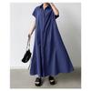 Skirt Short Sleeve Hemp Dress Women Loose Lapel Casual Shirt Dress
