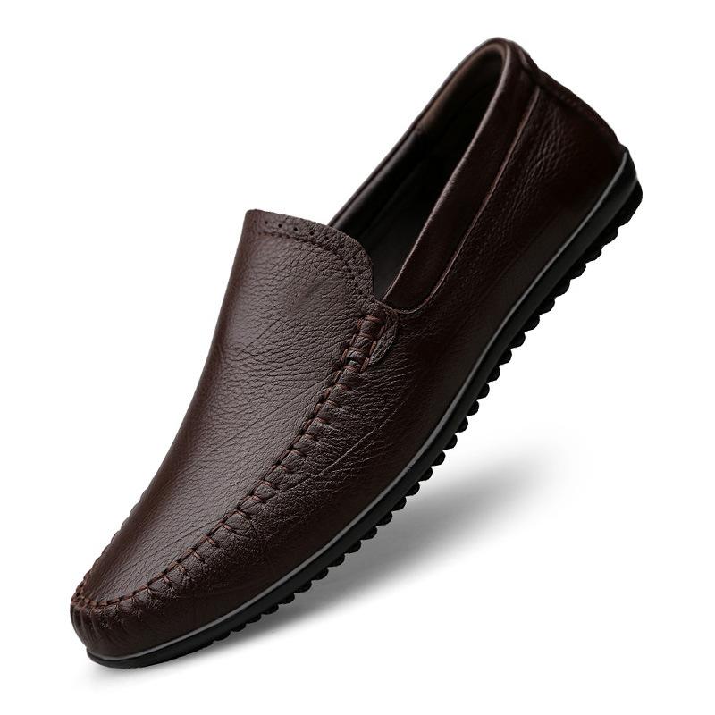 Men's shoes 2025 summer new fashion daily out one pedal simple lightweight lazy leather wear-resistant casual shoes