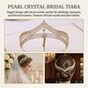 Children Pearl Crown Headband for Girls Birthday Performance Alloy Frame with Imitation Pearls and Silicone-Lining