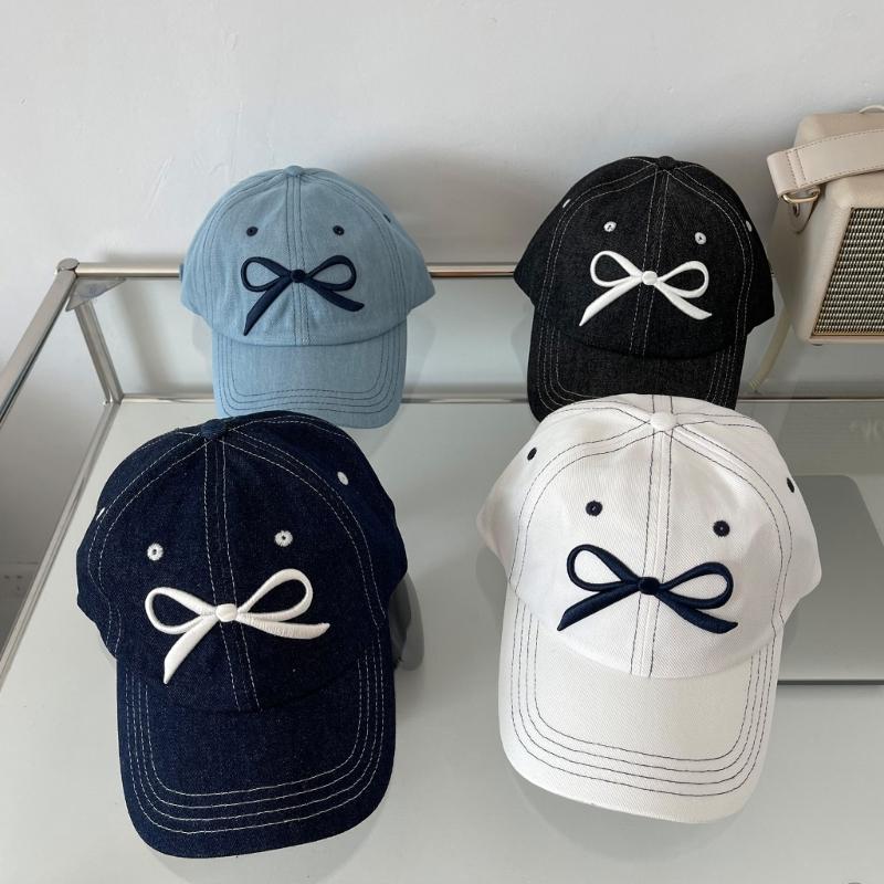 Embroidery Bowtie Hat for Girl Adjustable Spring Baseball Hat Korean Sun Hat Fashion Peaked Caps Cool Hair Decors