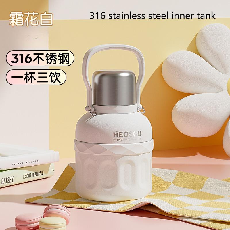 

800/1000/1500ml 316 Stainless Steel Large-capacity Insulated Cup High Appearance Level Portable Straw Water Cups Water Bottles 800ml