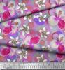 Soimoi Japan Crepe Satin Fabric Leaves & Plumeria Flower Decor Fabric Printed Metre 42 Inch